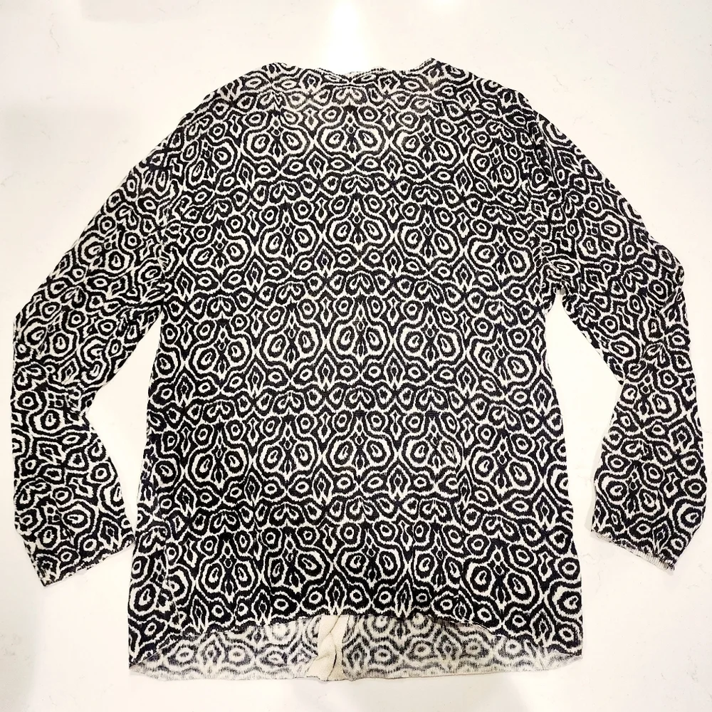 J. Crew Black White Patterned Women's Cardigan Women's Small S Linen Silk EUC